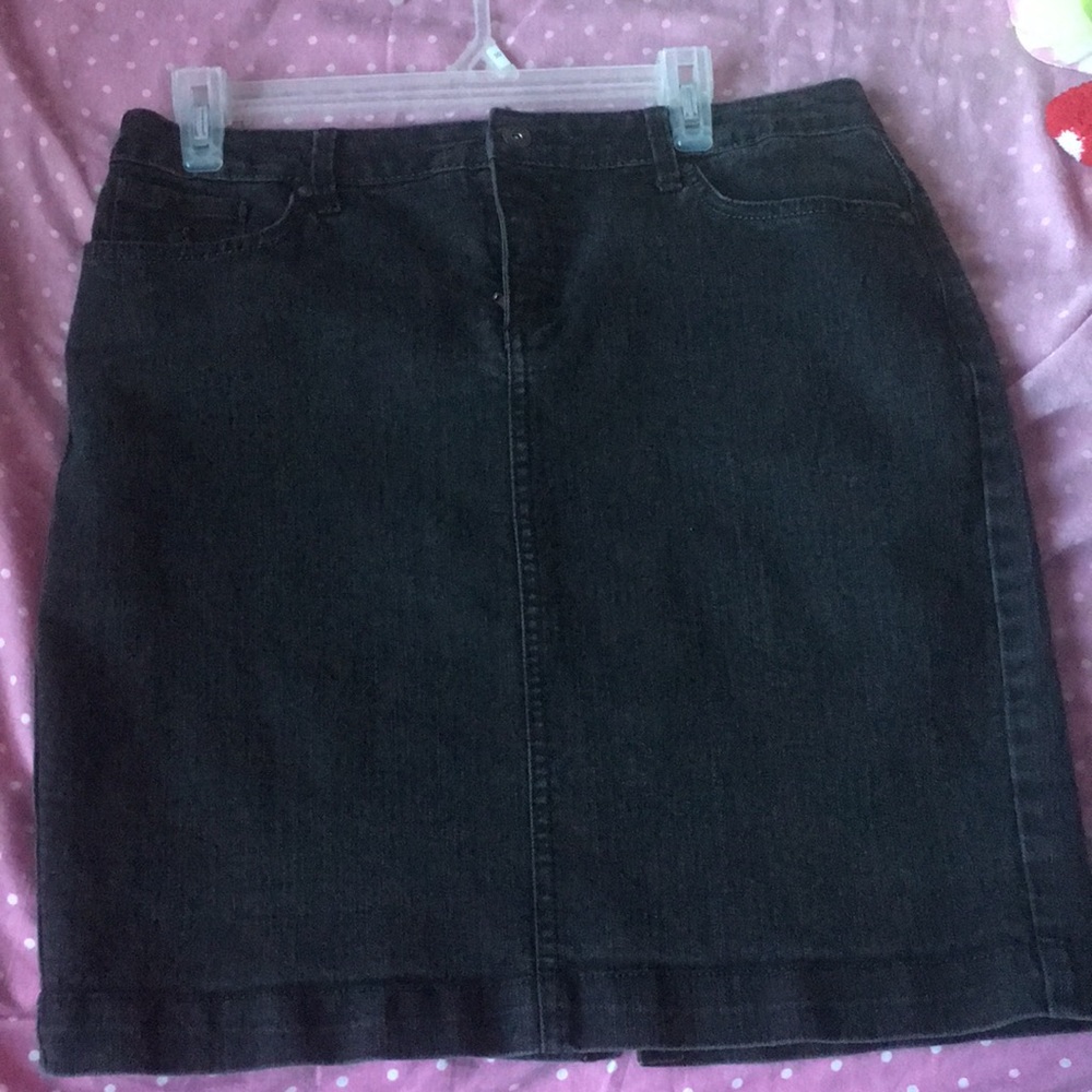 Black denim skirt